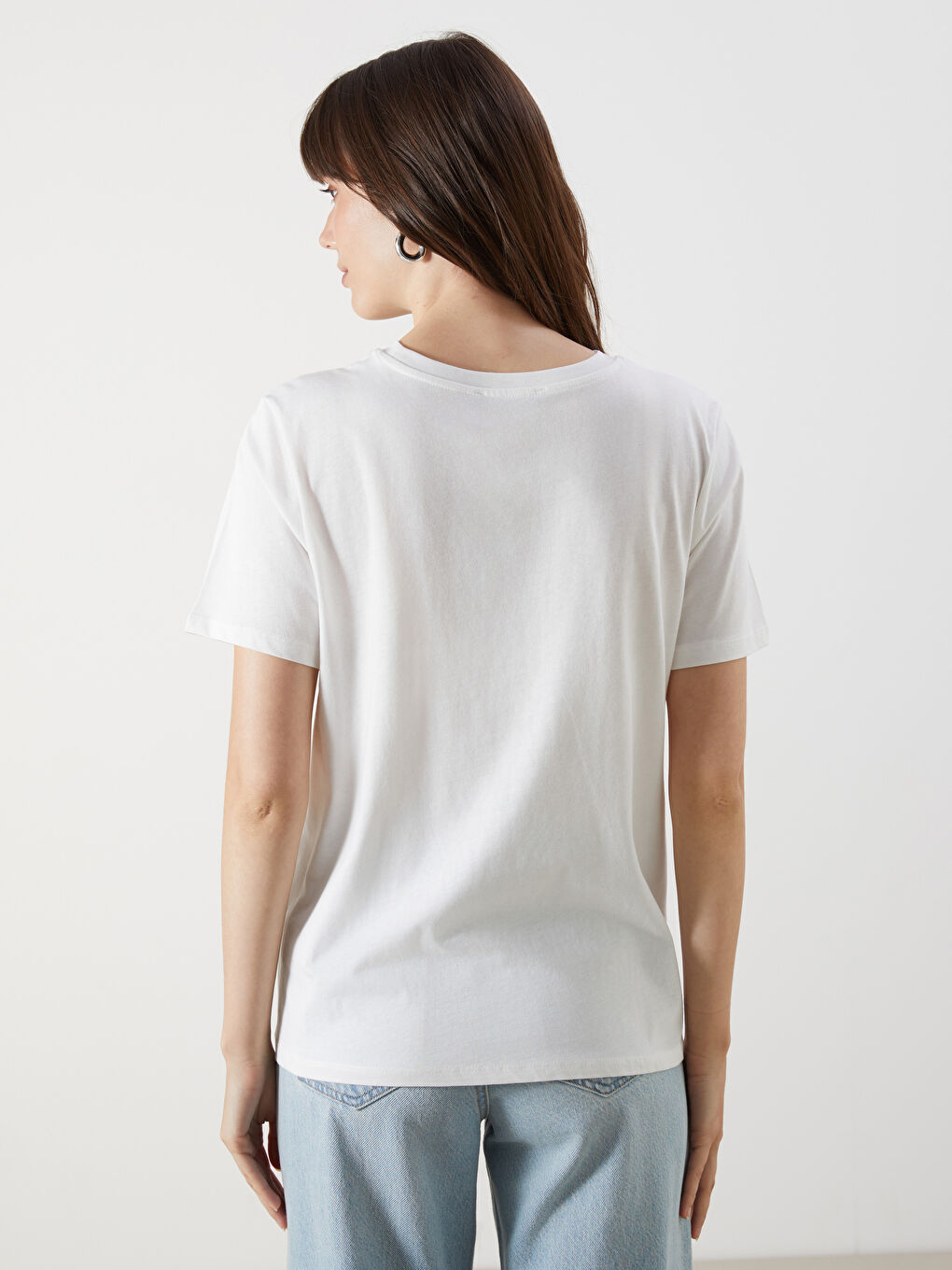 Crew Neck Rhinestone Embellished Women's T-Shirt -S5I380Z8-Q6K