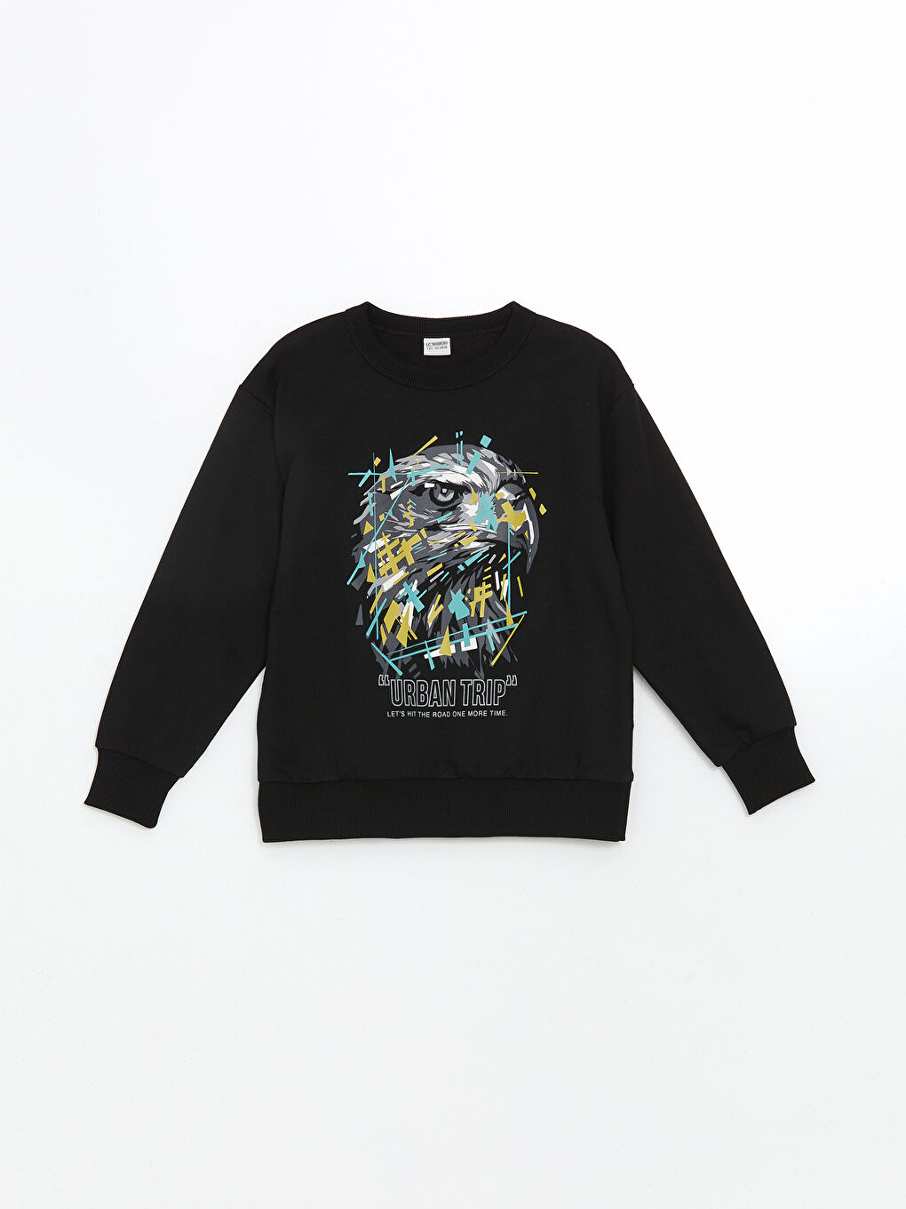 Siyah Bisiklet Yaka Erkek Çocuk Sweatshirt