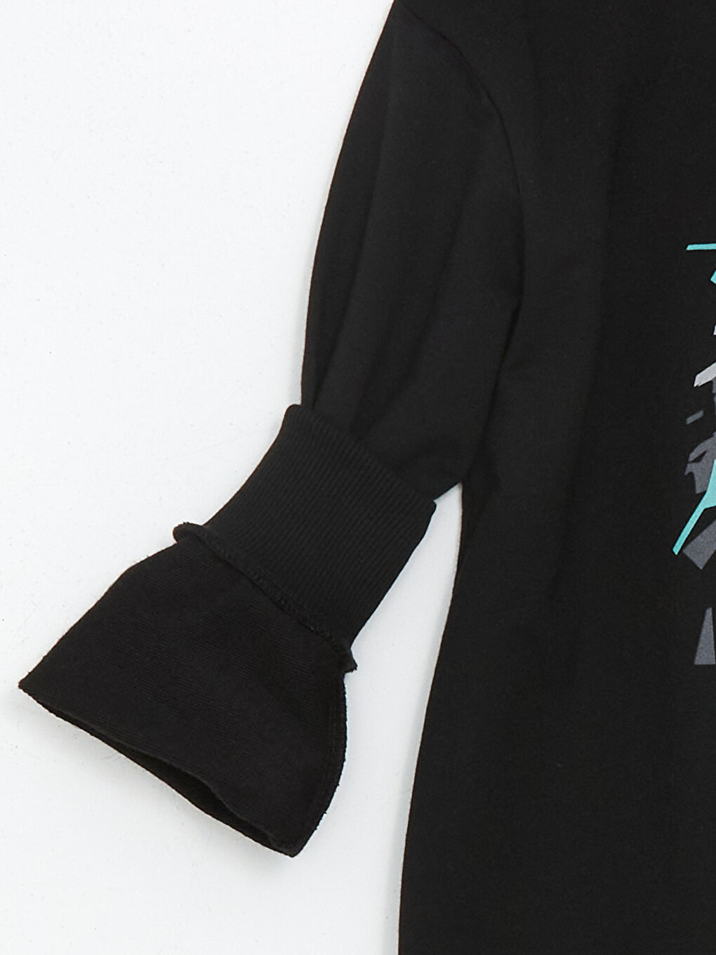 Siyah Bisiklet Yaka Erkek Çocuk Sweatshirt-2