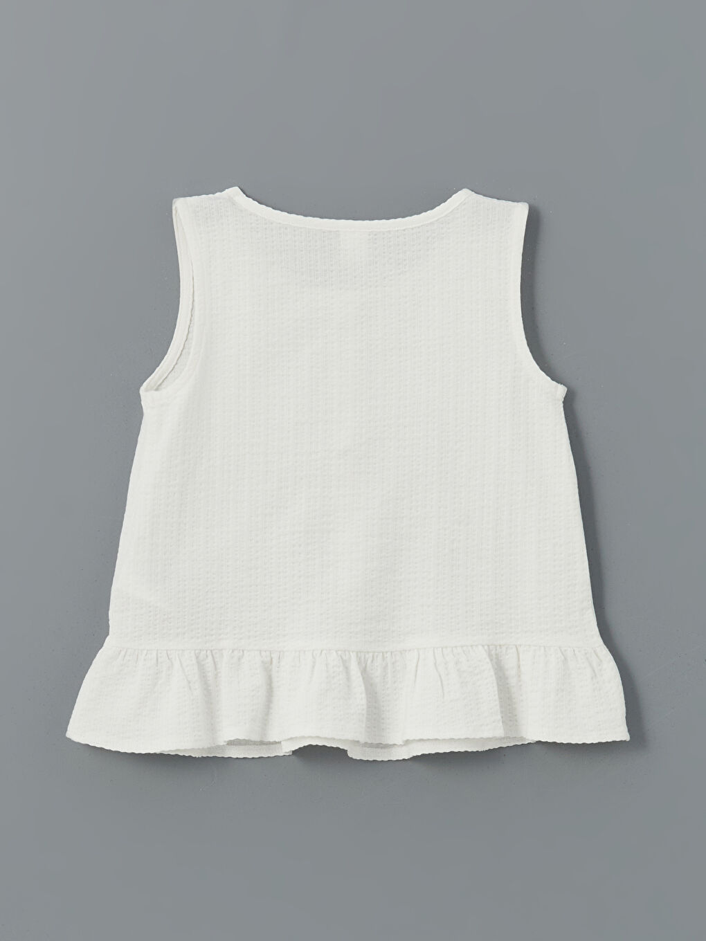 Ekru Bisiklet Yaka Kurdele Detaylı Kız Çocuk Bluz-1