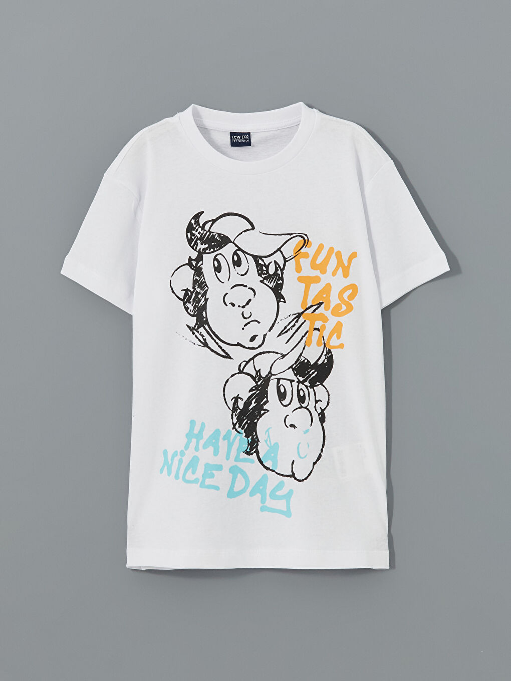 Crew Neck Nostalgic Monkey Printed Boy's T-Shirt -S5I402Z4-J5E