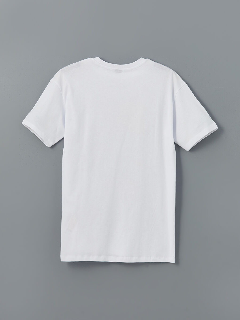 Beyaz Bisiklet Yaka Erkek Çocuk Tişört-1