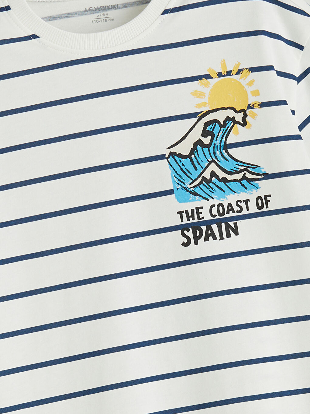 Ekru Çizgili Baskılı Erkek Çocuk Tişört-2