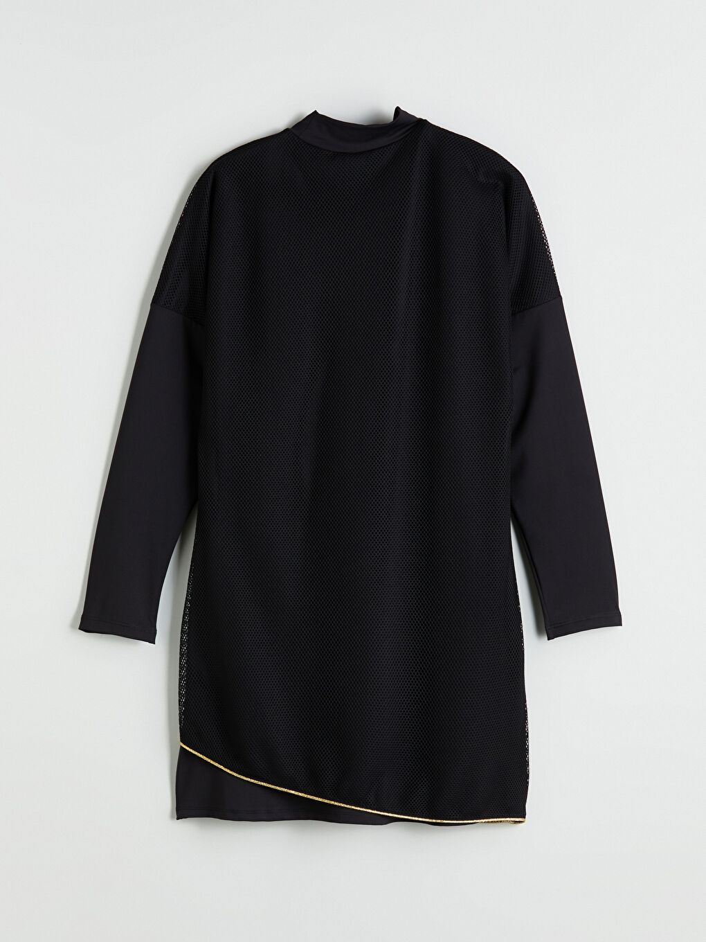 Siyah Bisiklet Yaka Baskılı Kadın Tesettür Mayo-1