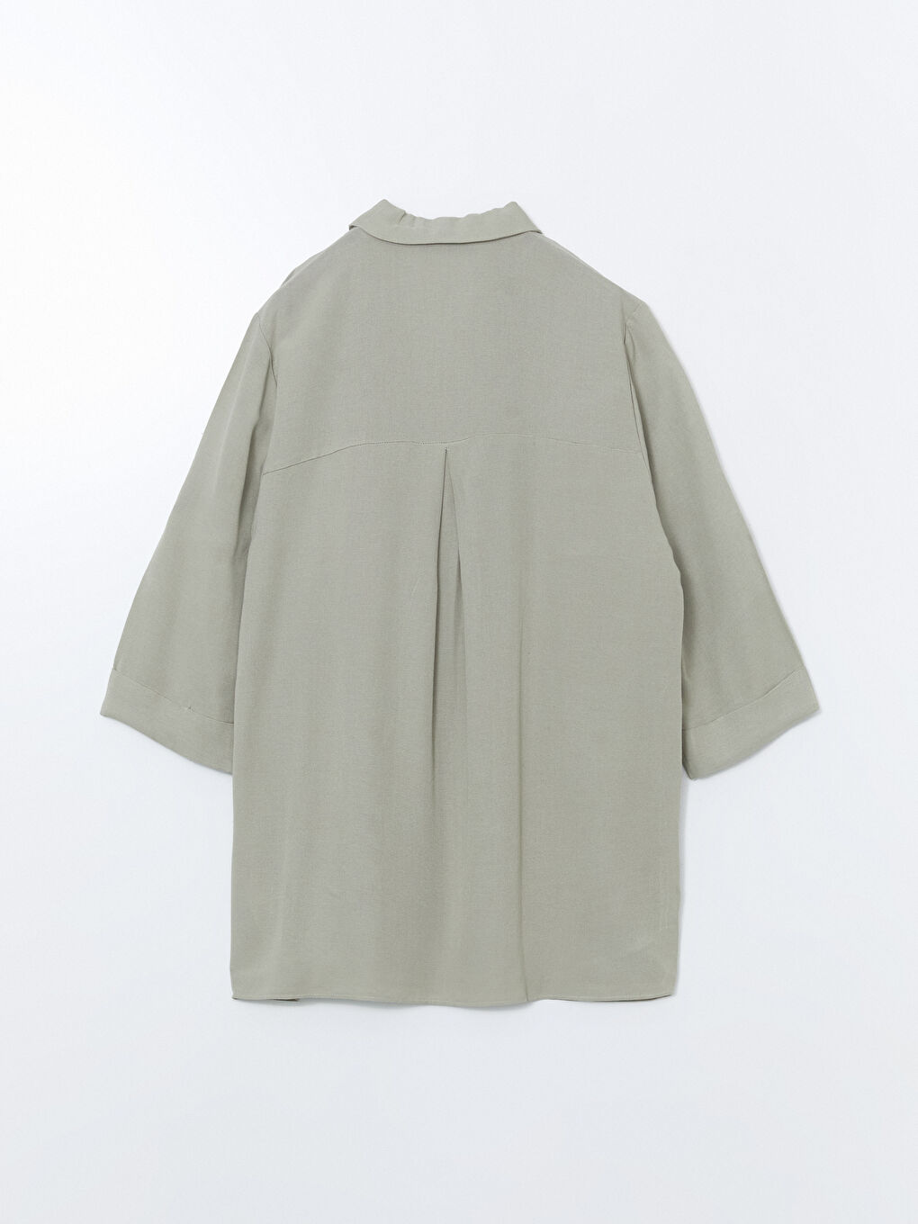 Haki Çiçekli Keten Karışımlı Kadın Gömlek-8