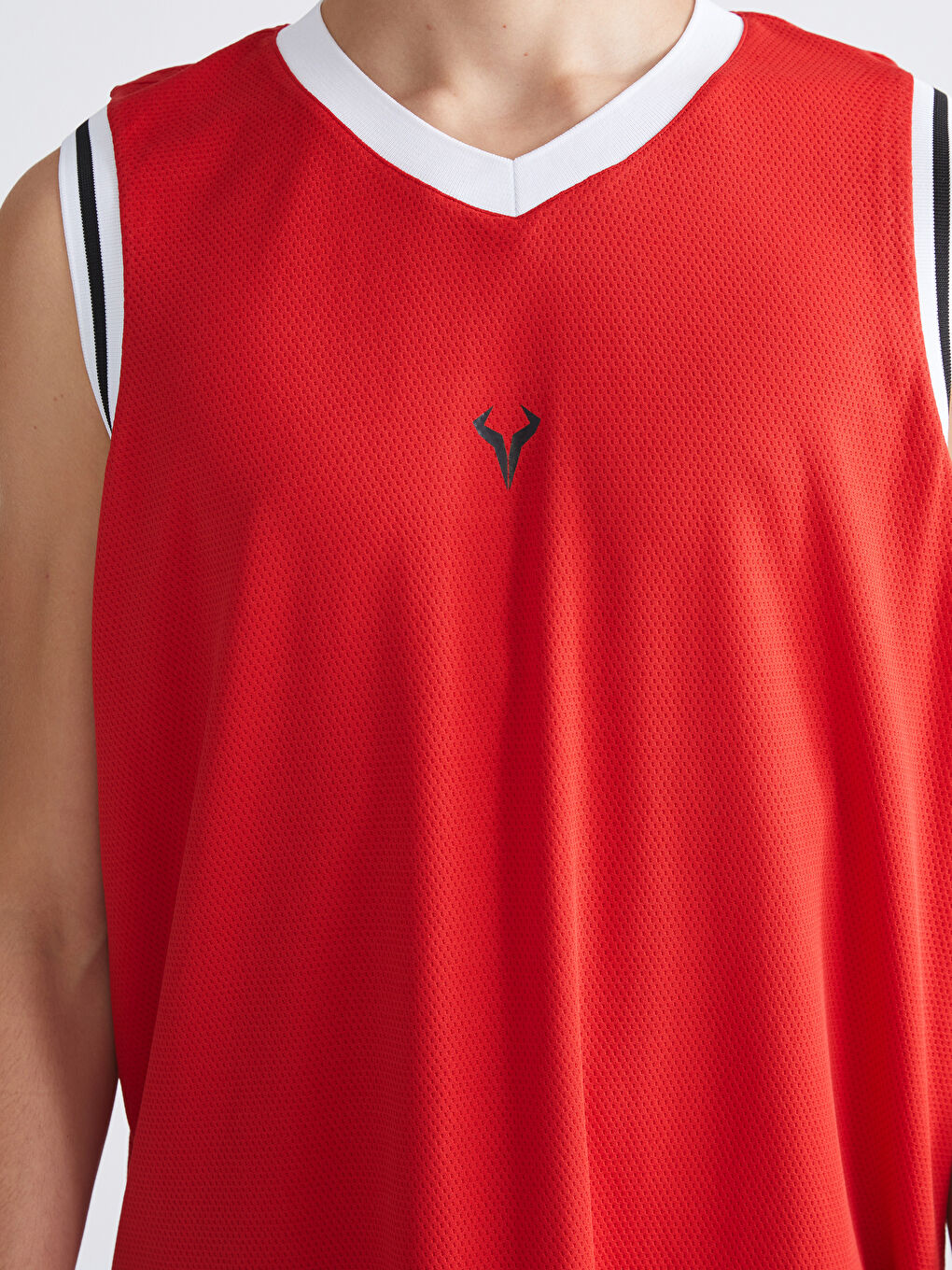 Kırmızı Bisiklet Yaka Baskılı Erkek Kolsuz Tişört-2