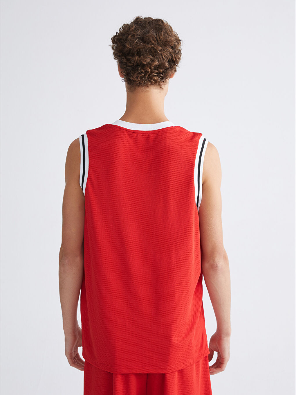 Kırmızı Bisiklet Yaka Baskılı Erkek Kolsuz Tişört-3