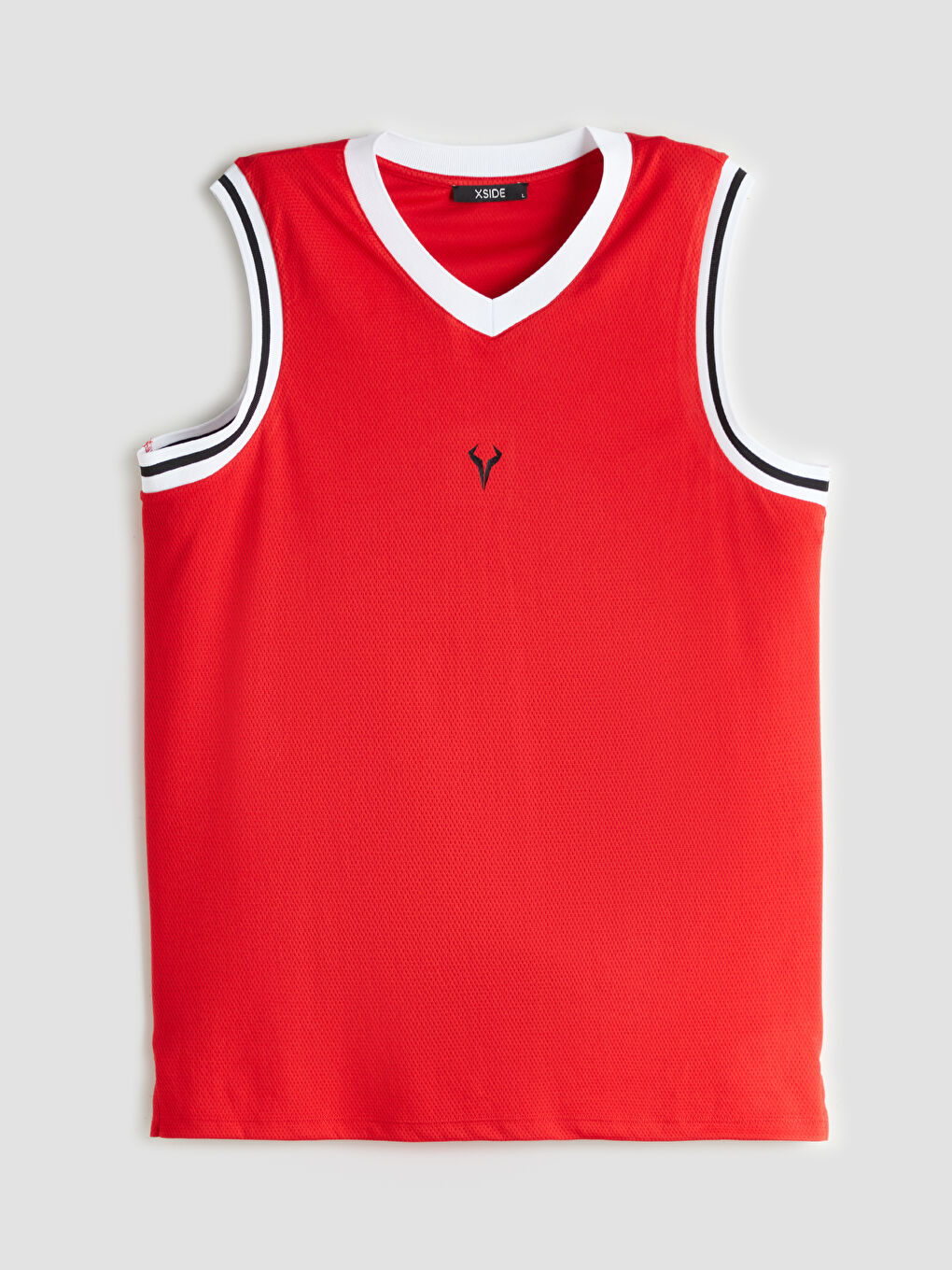 Kırmızı Bisiklet Yaka Baskılı Erkek Kolsuz Tişört-4