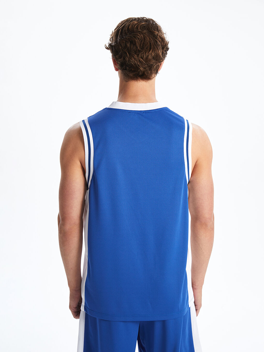 Mavi Bisiklet Yaka Baskılı Erkek Kolsuz Tişört-3