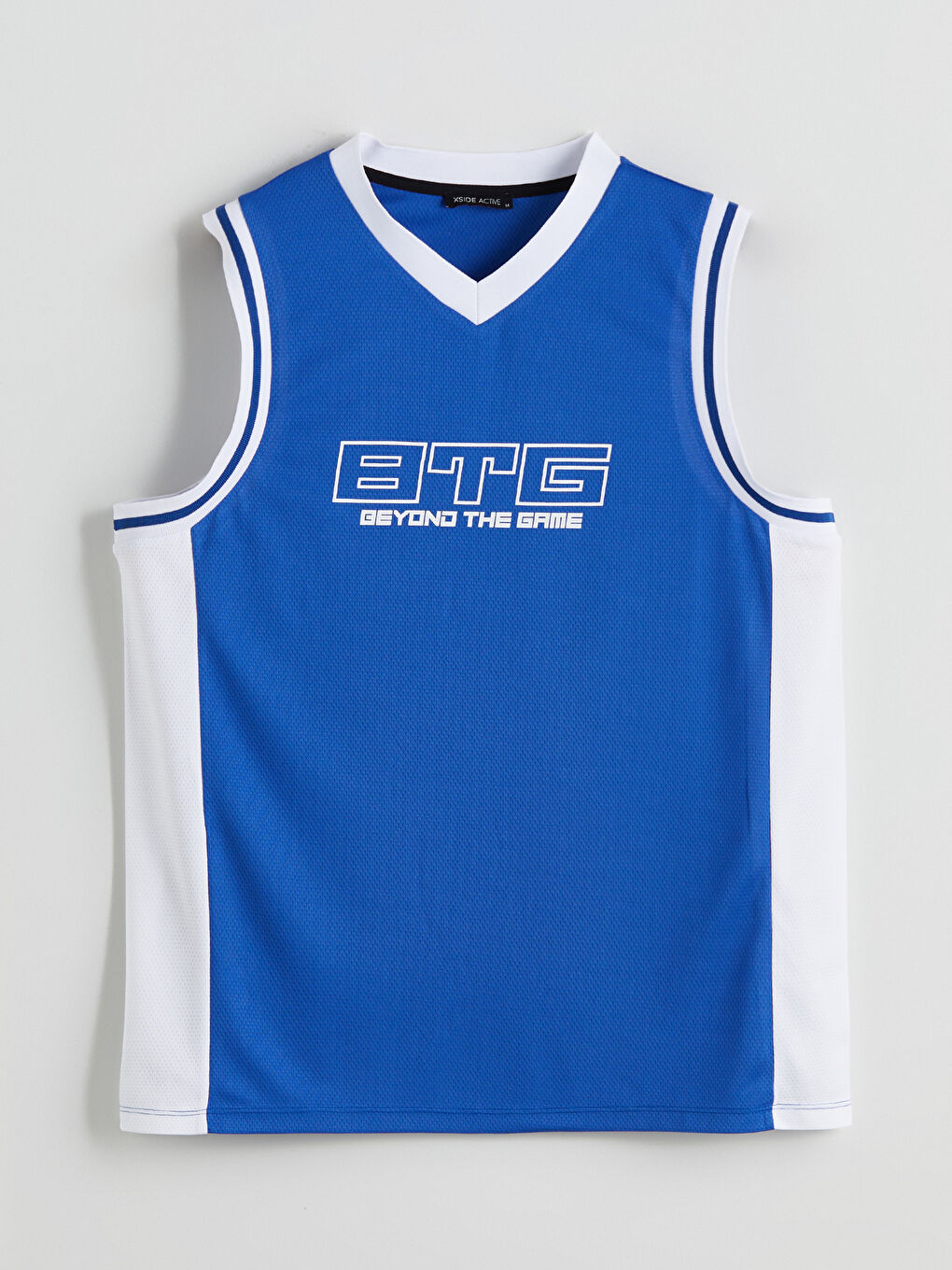 Mavi Bisiklet Yaka Baskılı Erkek Kolsuz Tişört-4