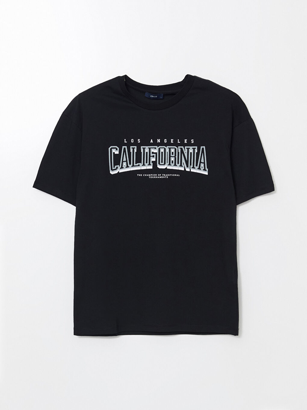 Siyah Bisiklet Yaka Kısa Kollu Baskılı Penye Erkek Tişört-4