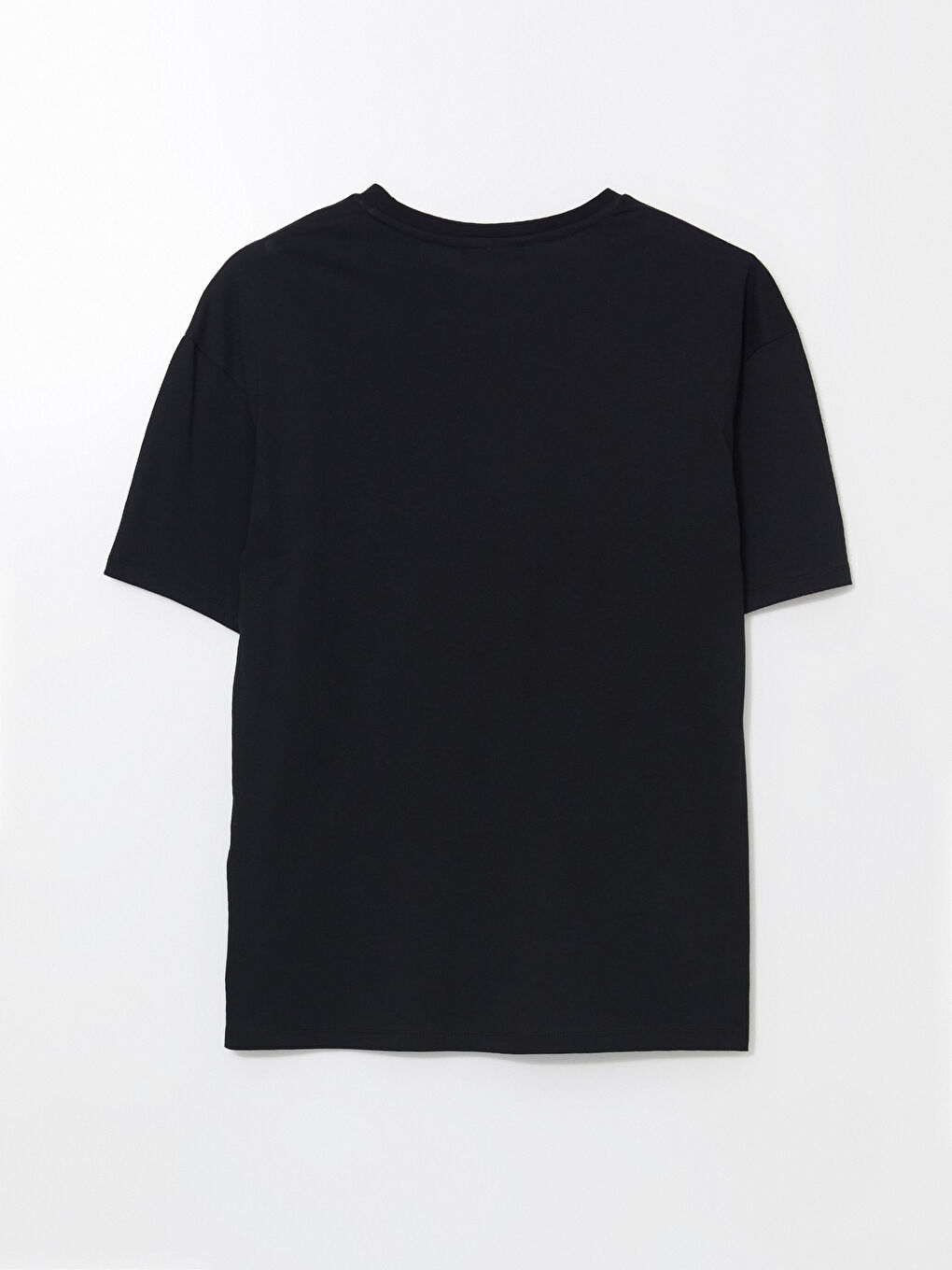 Siyah Bisiklet Yaka Kısa Kollu Baskılı Penye Erkek Tişört-5