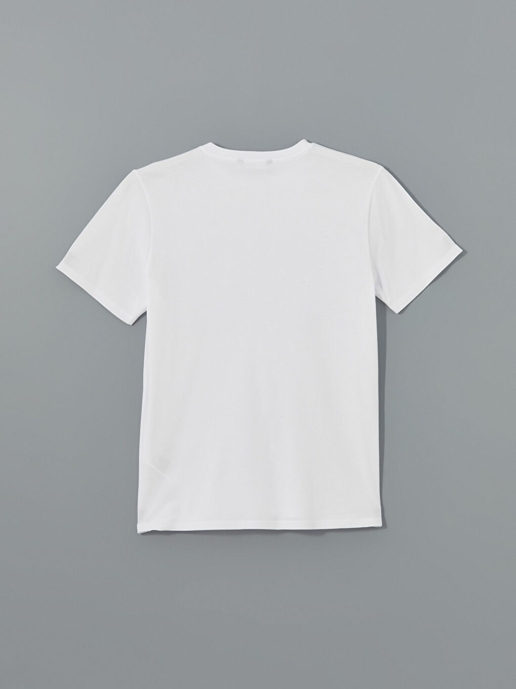 Beyaz Bisiklet Yaka Baskılı Erkek Tişört-5