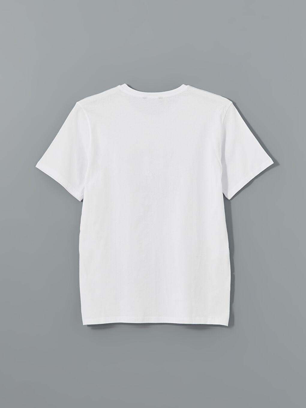 Beyaz Bisiklet Yaka Baskılı Erkek Tişört-5