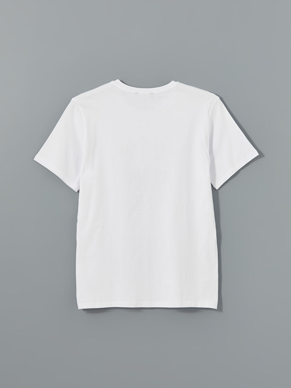 Beyaz Bisiklet Yaka Kısa Kollu Baskılı Penye Erkek Tişört-5