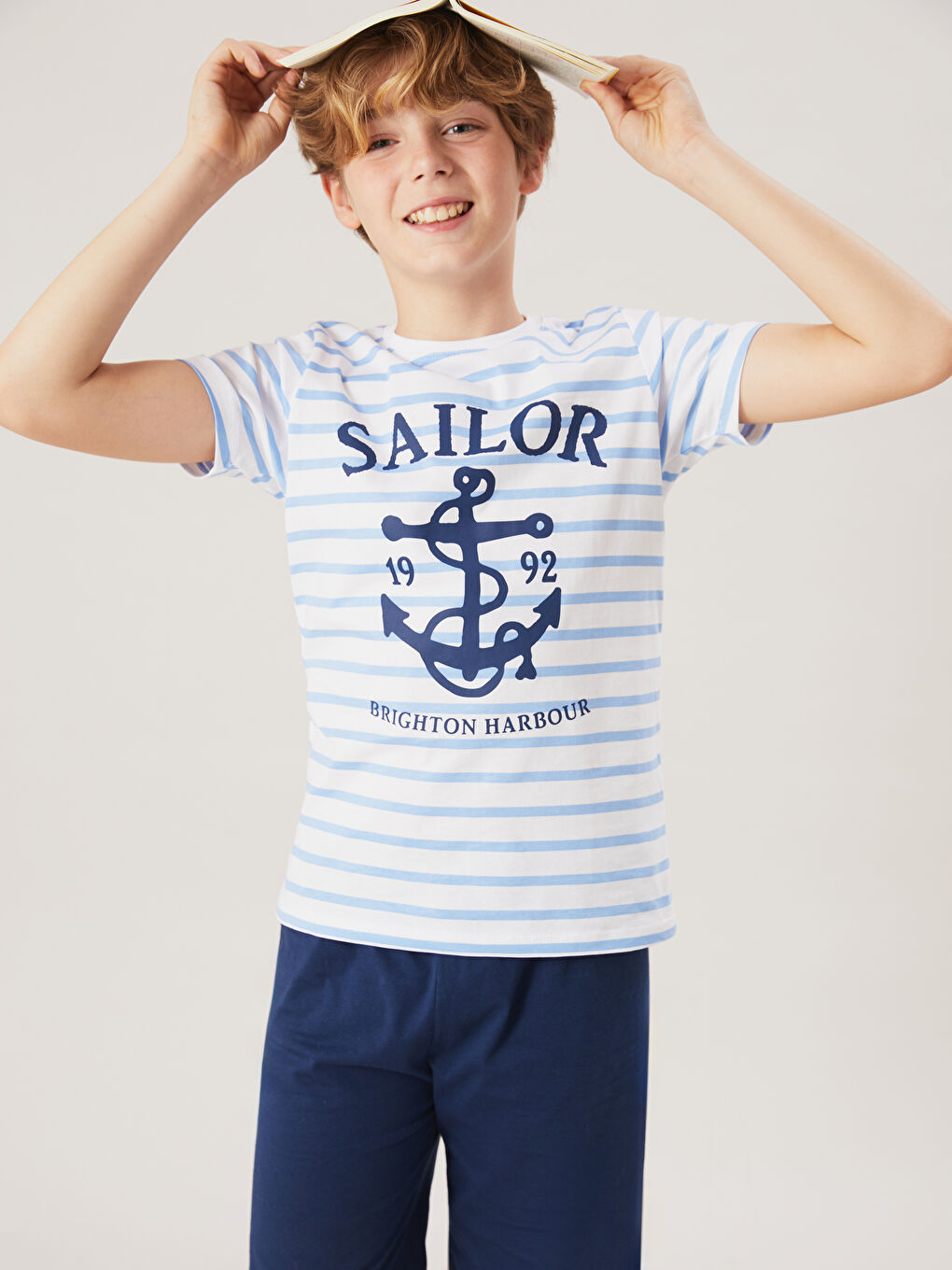 Crew Neck Boys' Shorts Pyjama Set -S5I551Z4-LU7