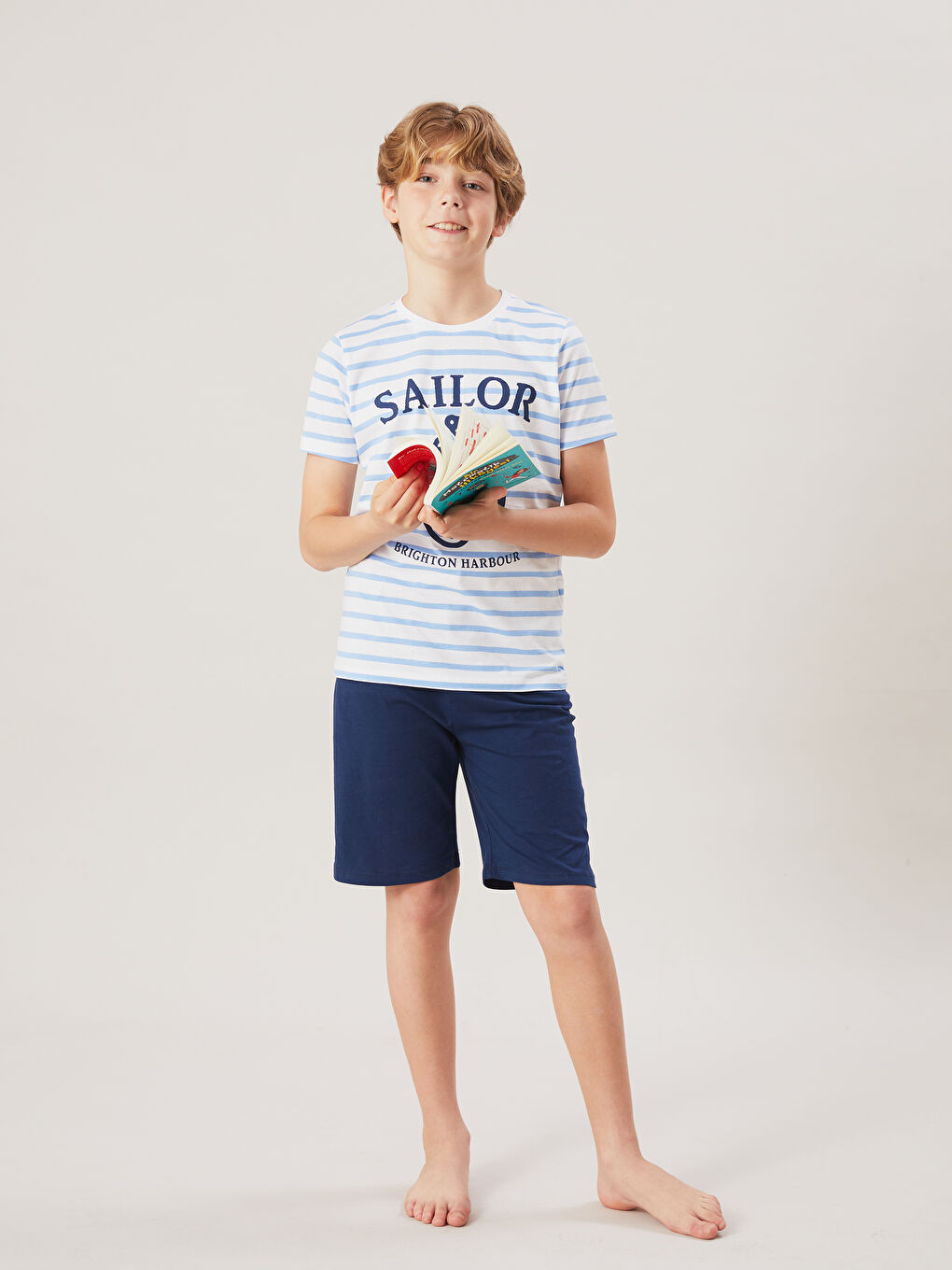 Crew Neck Boys' Shorts Pyjama Set -S5I551Z4-LU7