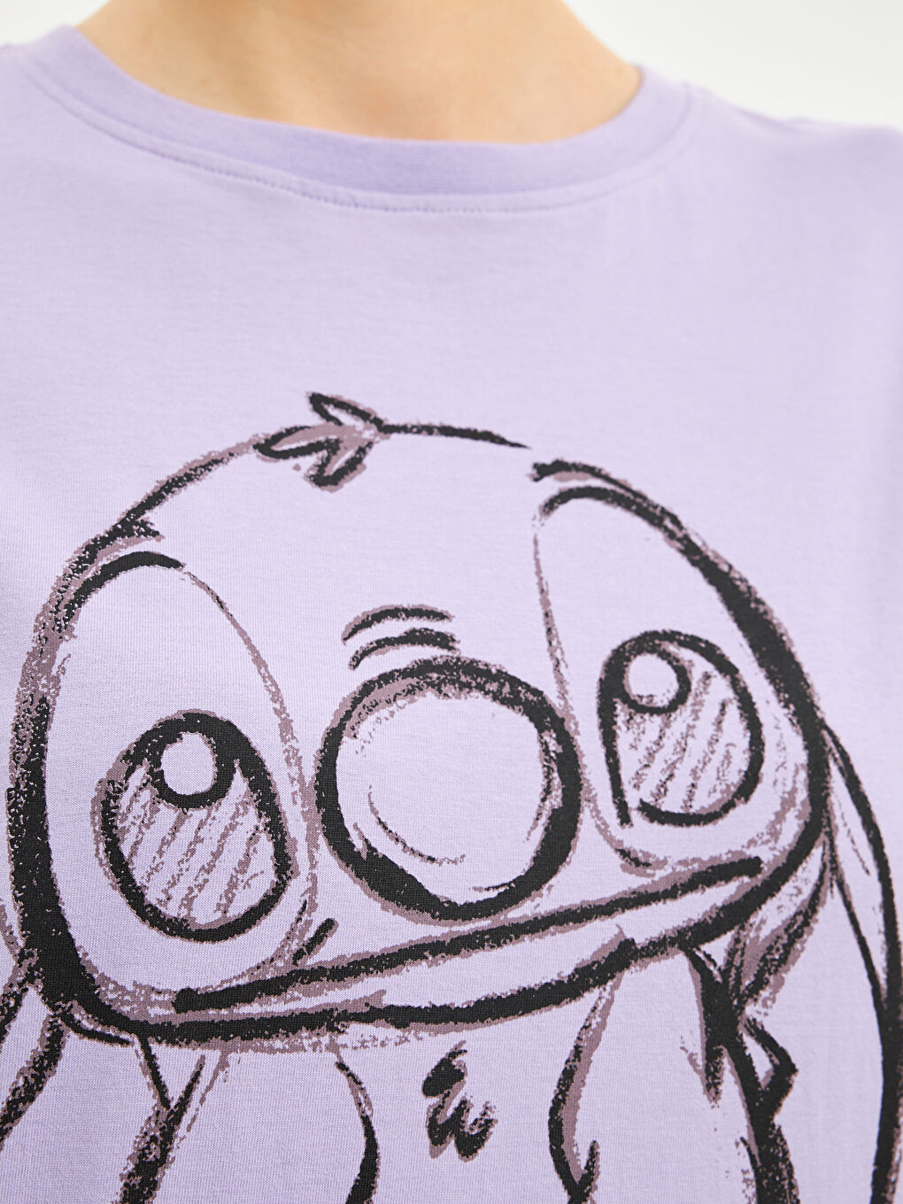 Crew Neck Stitch Printed Jersey Women's T-Shirt -S5I553Z8-FKW