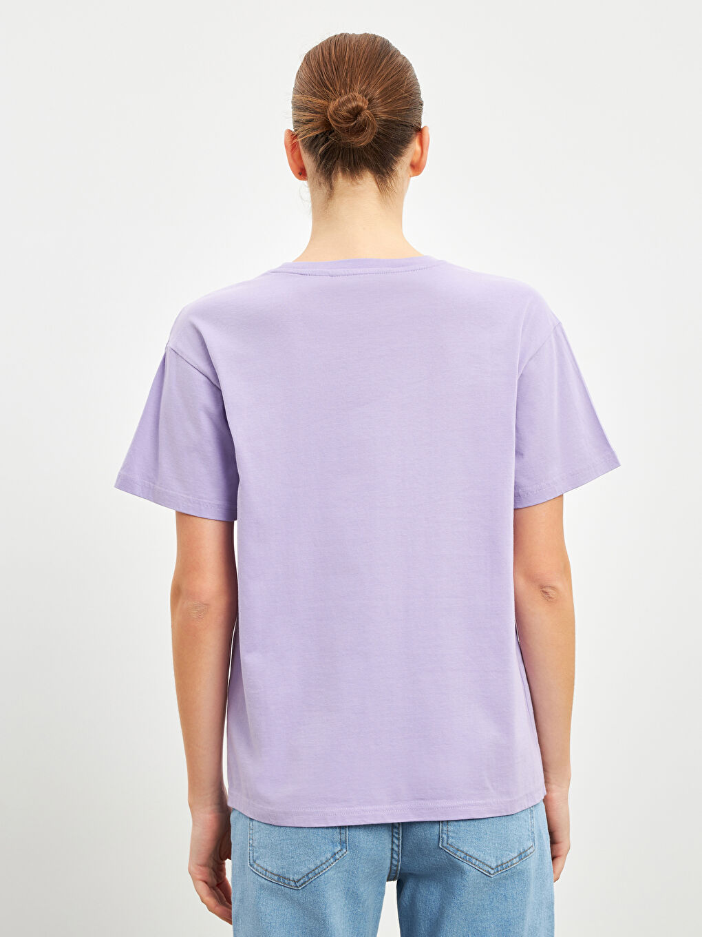 Crew Neck Stitch Printed Jersey Women's T-Shirt -S5I553Z8-FKW