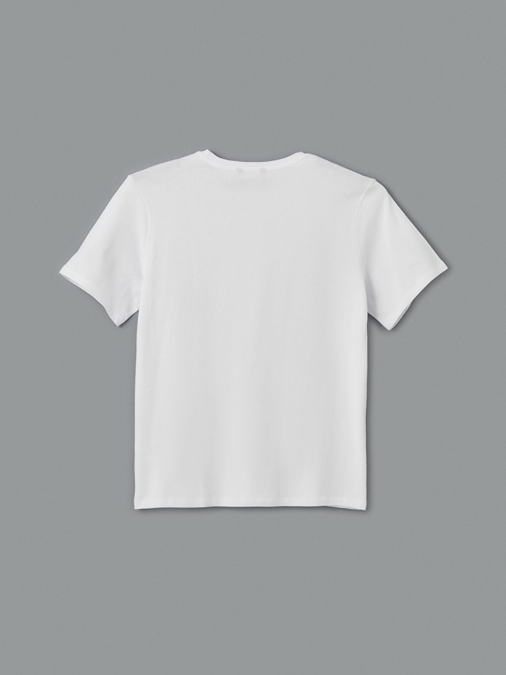 Beyaz Bisiklet Yaka Kısa Kollu Baskılı Penye Erkek Tişört-5