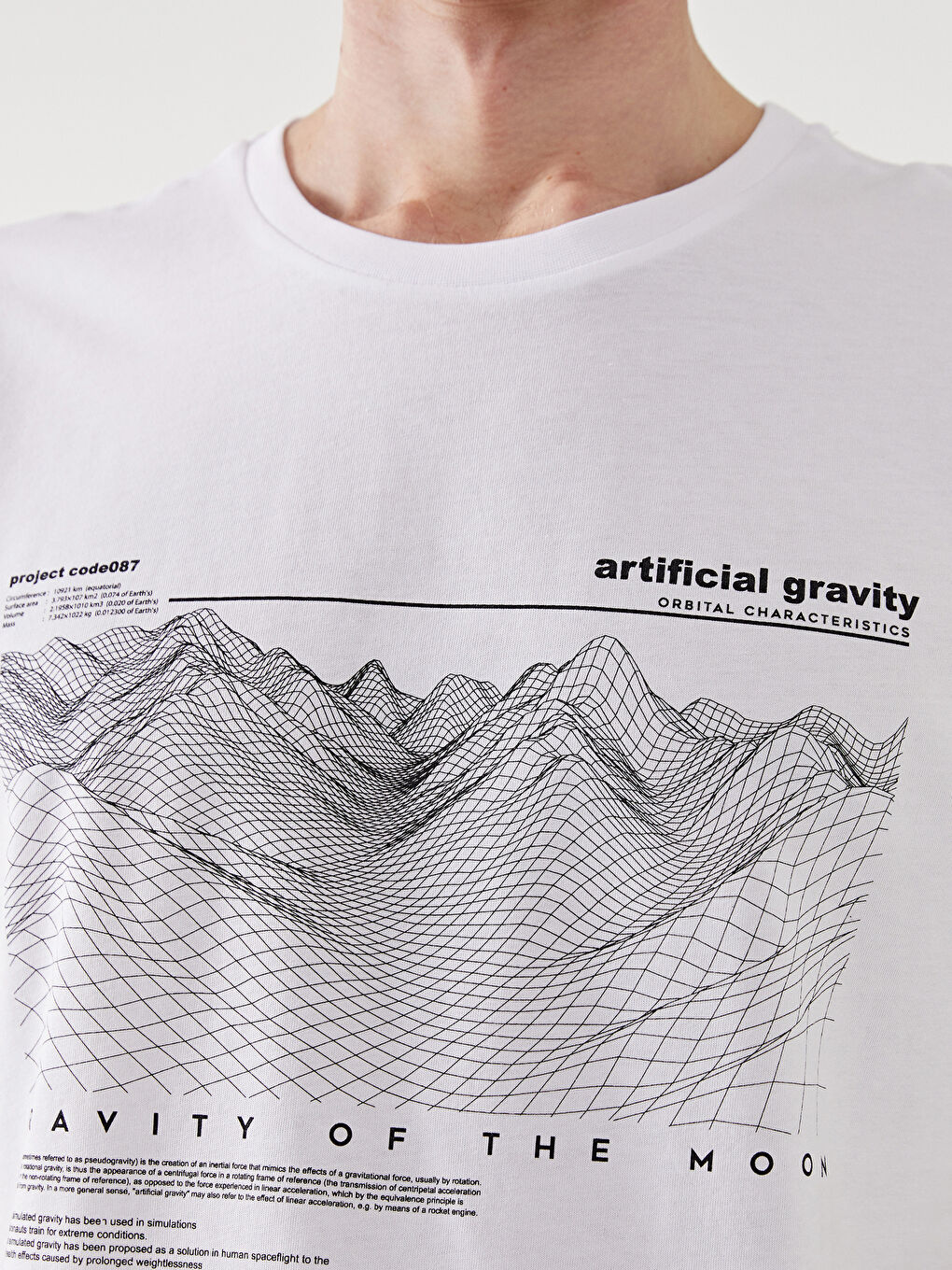 Beyaz Bisiklet Yaka Kısa Kollu Baskılı Penye Erkek Tişört-2