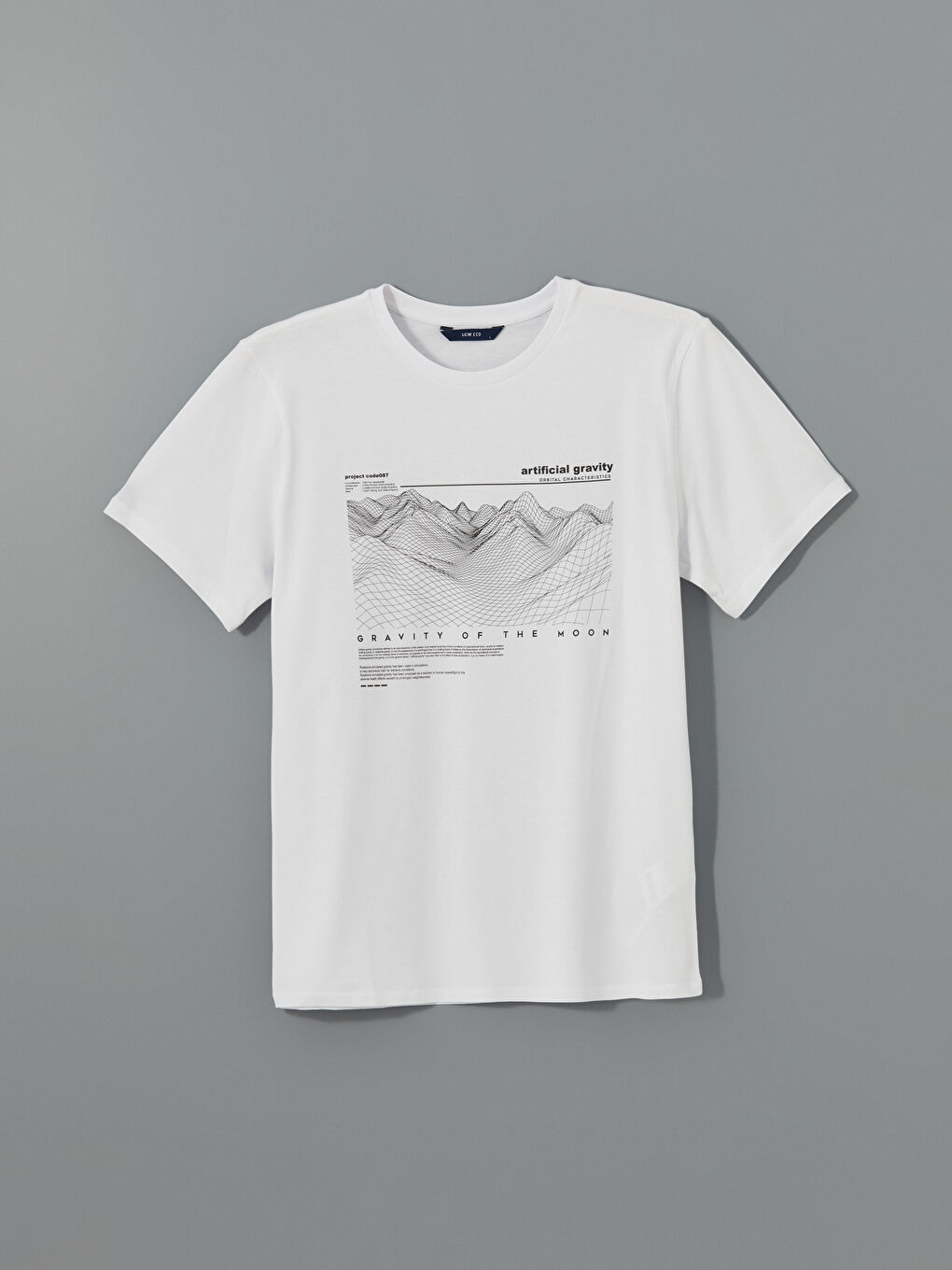 Beyaz Bisiklet Yaka Kısa Kollu Baskılı Penye Erkek Tişört-4