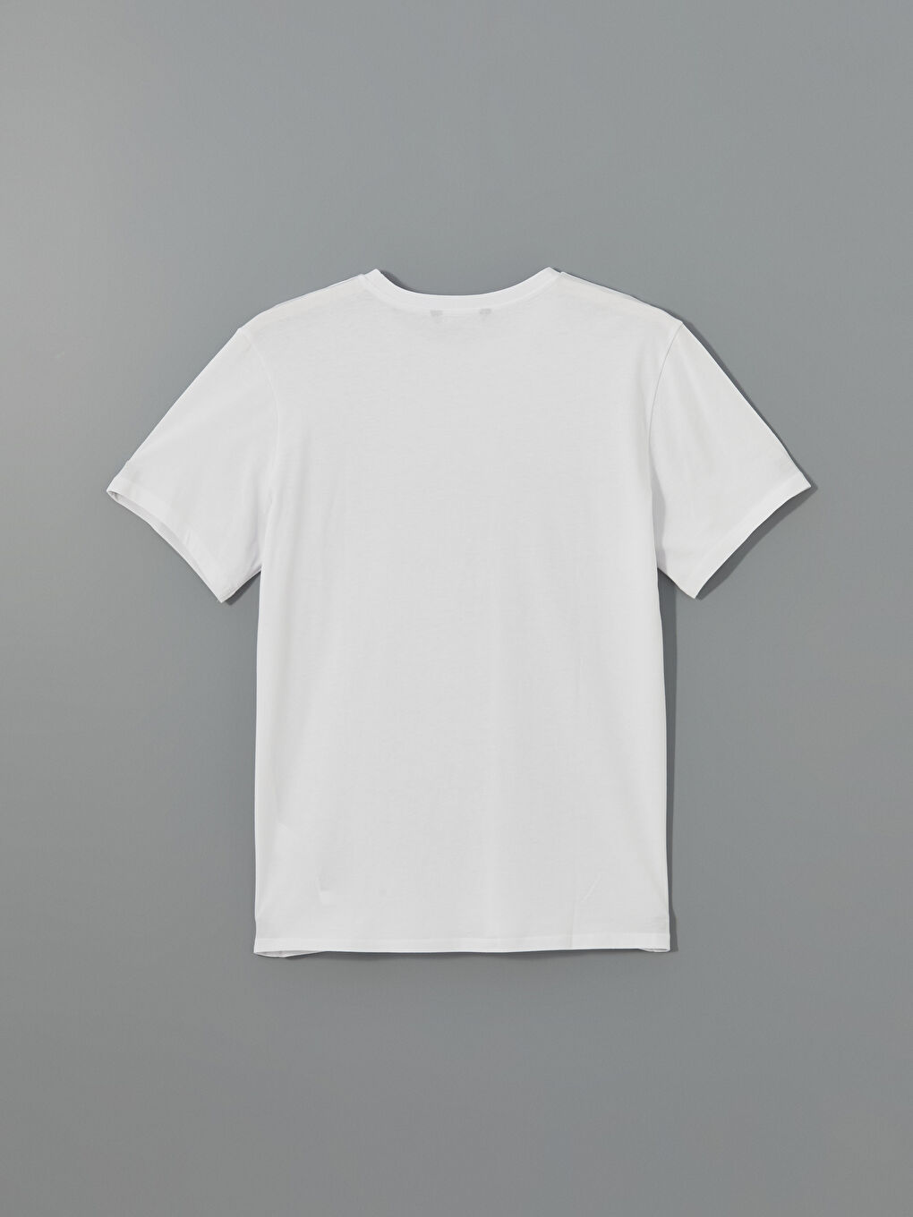 Beyaz Bisiklet Yaka Kısa Kollu Baskılı Penye Erkek Tişört-5