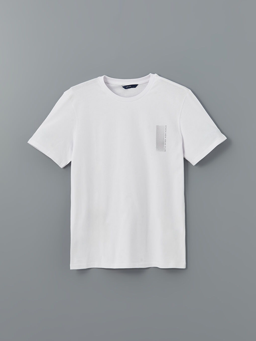 Beyaz Bisiklet Yaka Kısa Kollu Baskılı Penye Erkek Tişört-5