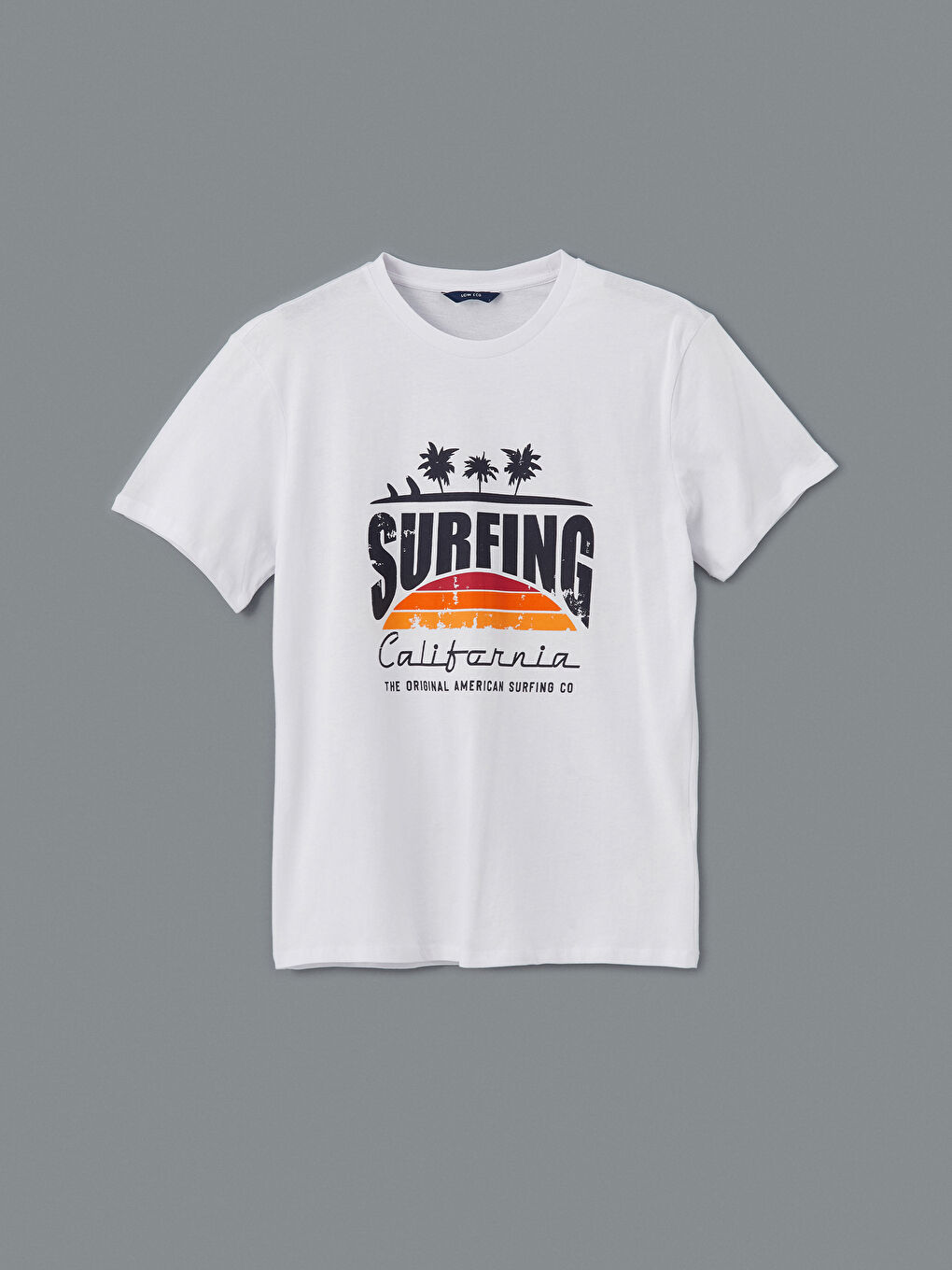 Beyaz Bisiklet Yaka Kısa Kollu Baskılı Penye Erkek Tişört-4