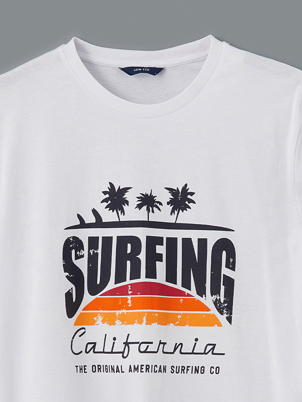 Beyaz Bisiklet Yaka Kısa Kollu Baskılı Penye Erkek Tişört-6