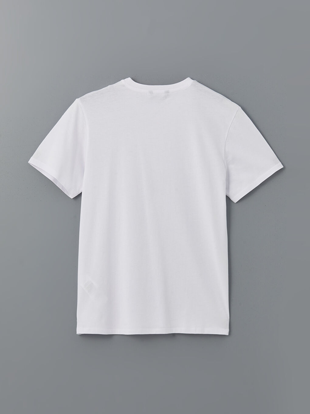 Beyaz Bisiklet Yaka Kısa Kollu Baskılı Penye Erkek Tişört-5