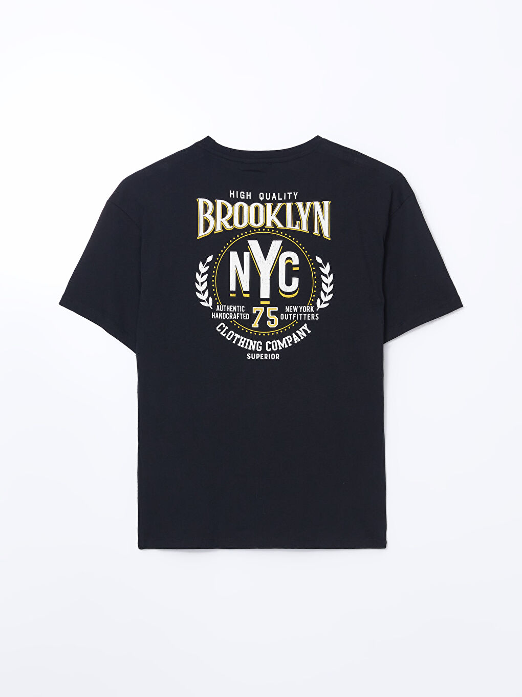 Siyah Bisiklet Yaka Kısa Kollu Baskılı Penye Erkek Tişört-5