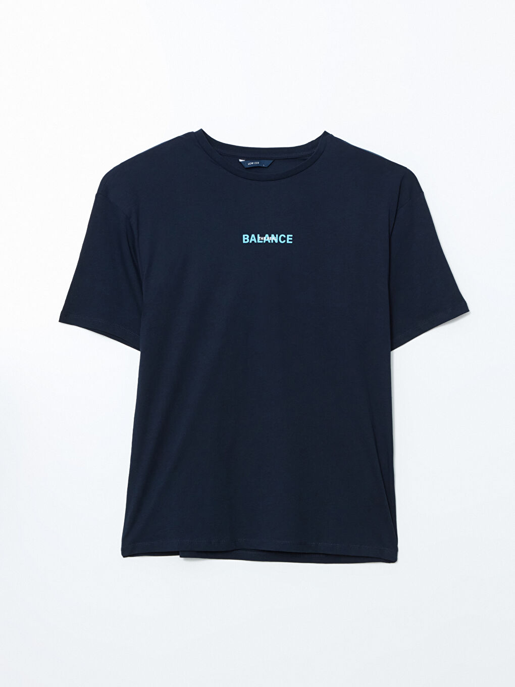 Lacivert Bisiklet Yaka Baskılı Penye Erkek Tişört