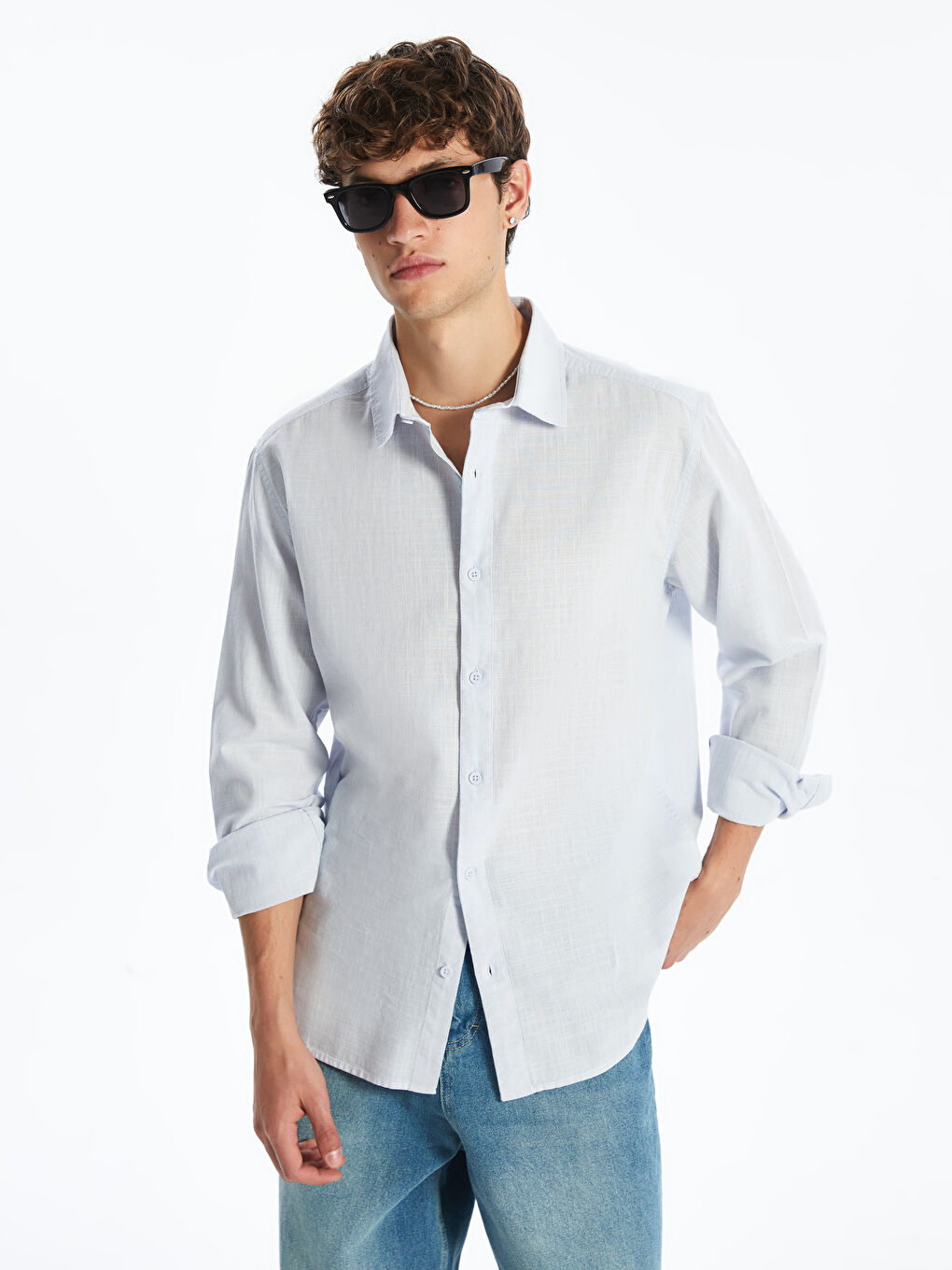 XSIDE Regular Fit Long Sleeve Linen Blend Men's Shirt -S5I596Z8-QWR