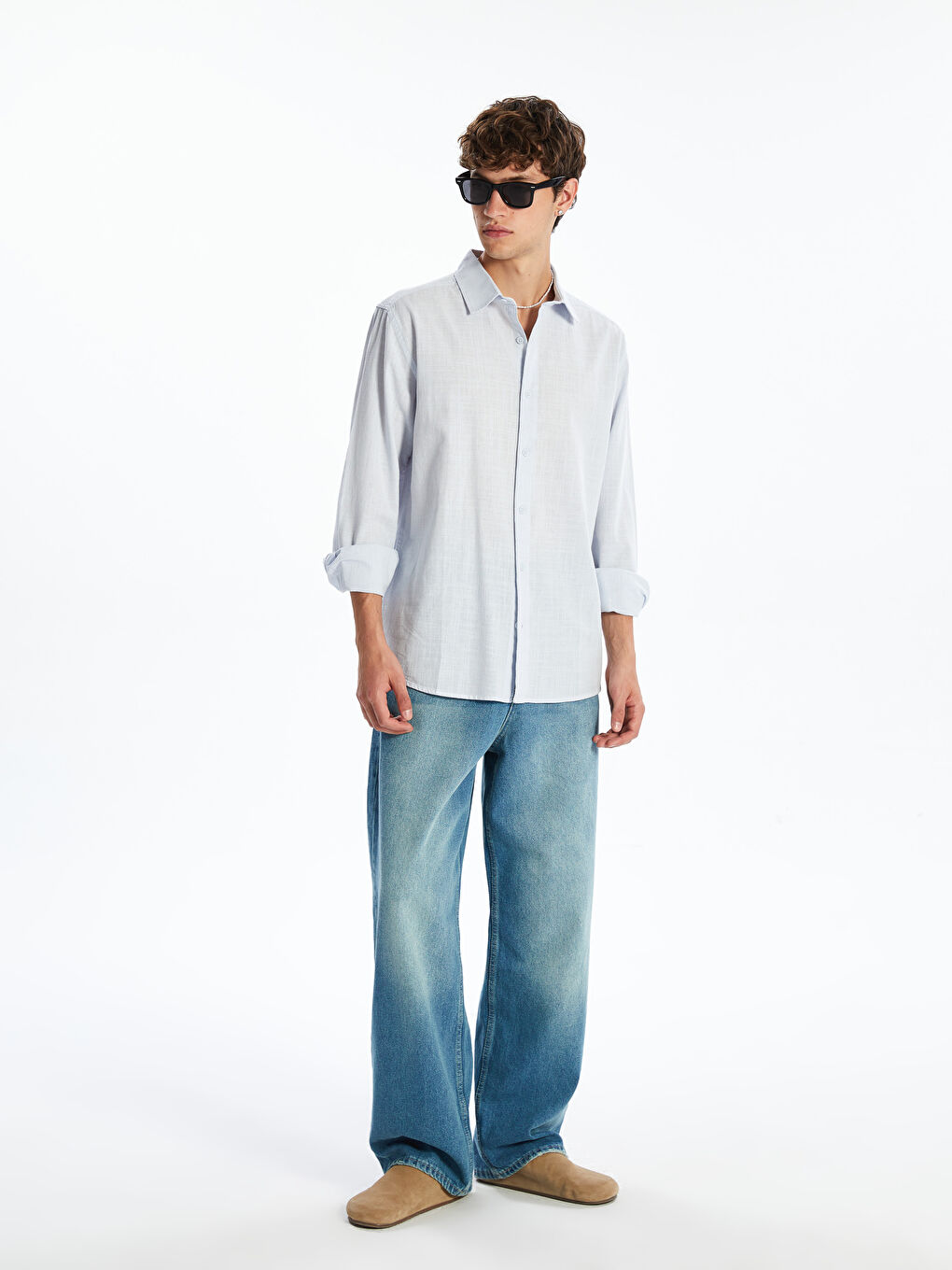 XSIDE Regular Fit Long Sleeve Linen Blend Men's Shirt -S5I596Z8-QWR