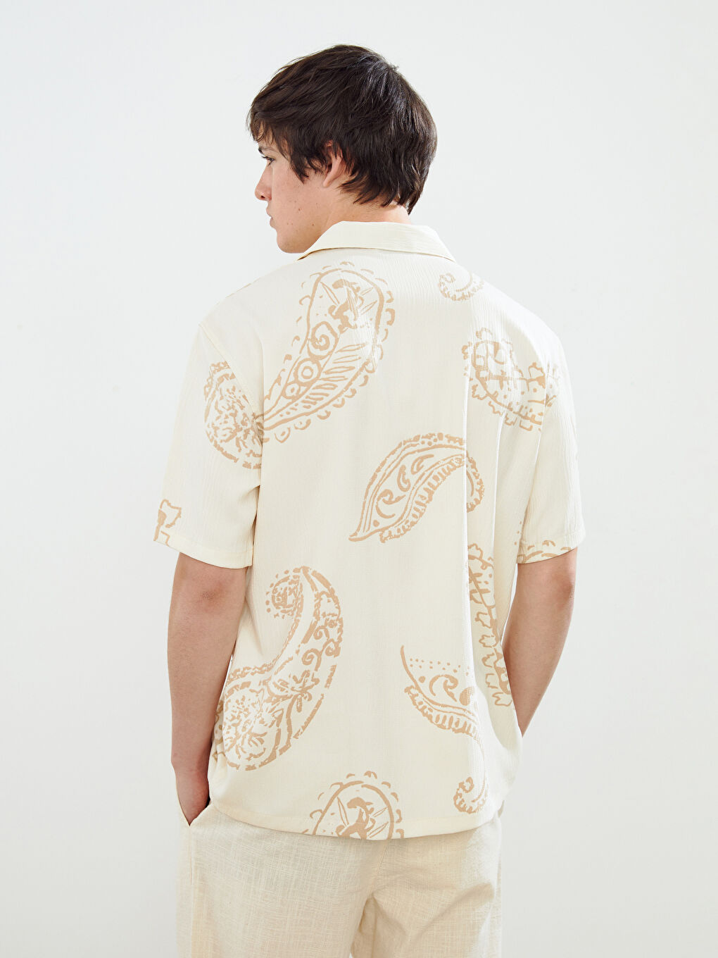 XSIDE Comfortable Fit Resort Collar Short Sleeve Patterned Men's Shirt -S5I605Z8-LUG