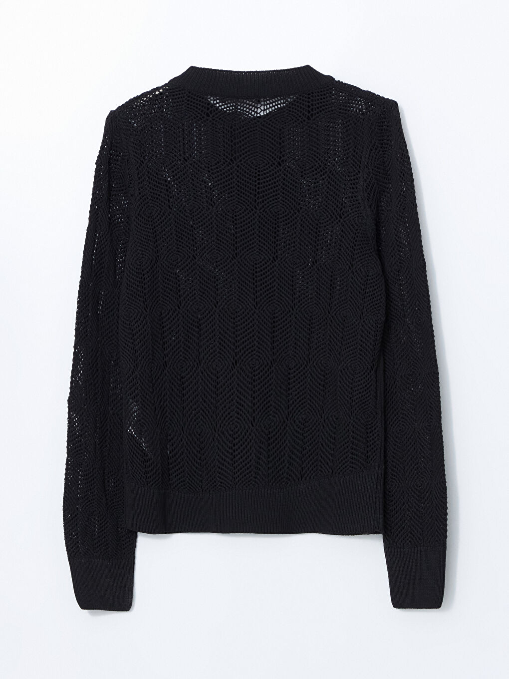 Crew Neck Eyelet Women'S Knit Cardigan -S5I613Z8-CVL