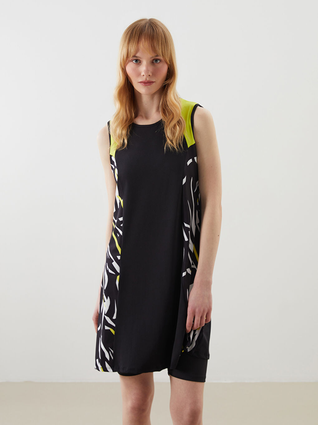 Crew Neck Patterned Women's Modest Swimsuit Set -S5I628Z8-LQJ