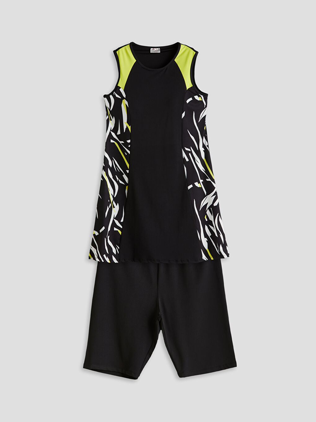 Crew Neck Patterned Women's Modest Swimsuit Set -S5I628Z8-LQJ