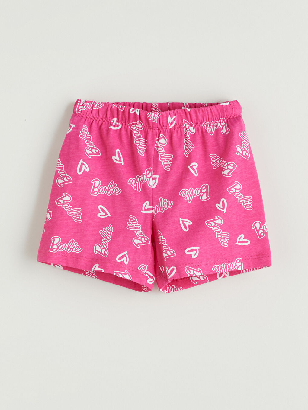 Pembe Barbie Baskılı Kız Çocuk Şort Pijama Altı