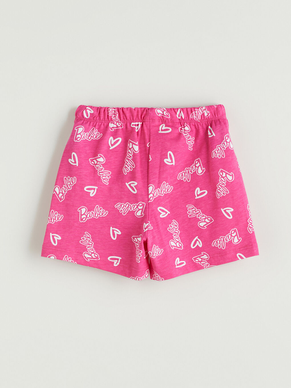 Pembe Barbie Baskılı Kız Çocuk Şort Pijama Altı-1