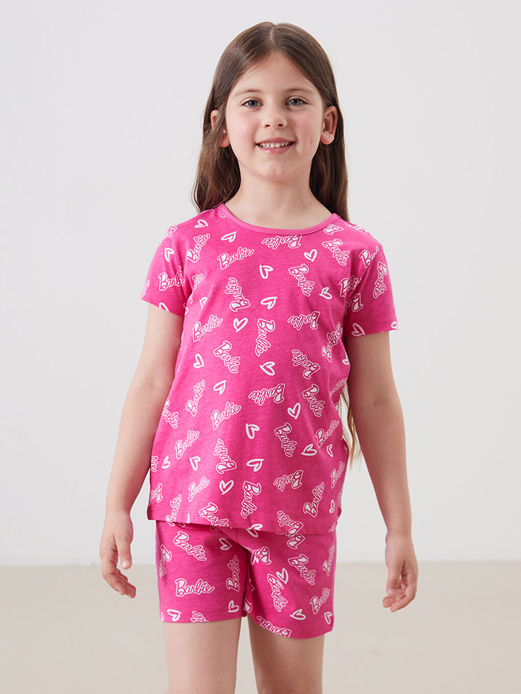 LCW Kids Girl PINK Shortie Pyjama Set -S5I635Z1-LT4