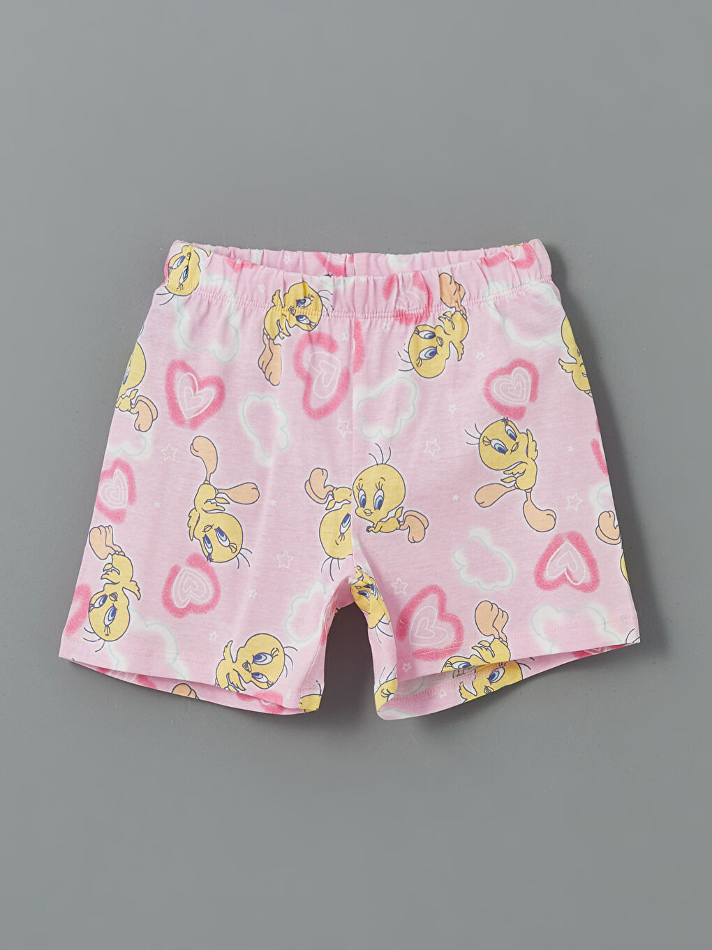 Pembe Beli Lastikli Tweety Baskılı Kız Çocuk Pijama Alt-1
