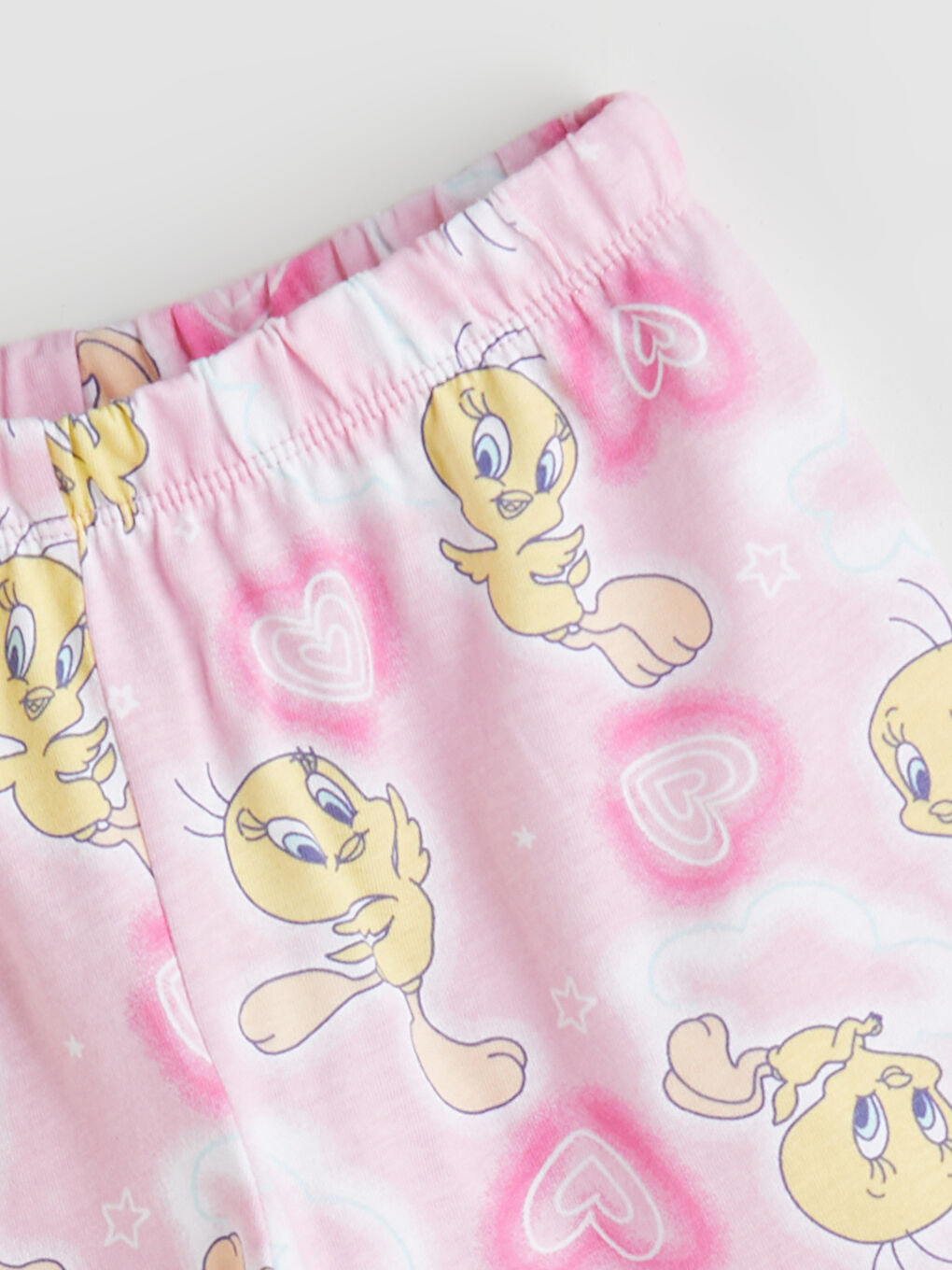 Pembe Beli Lastikli Tweety Baskılı Kız Çocuk Pijama Alt-2