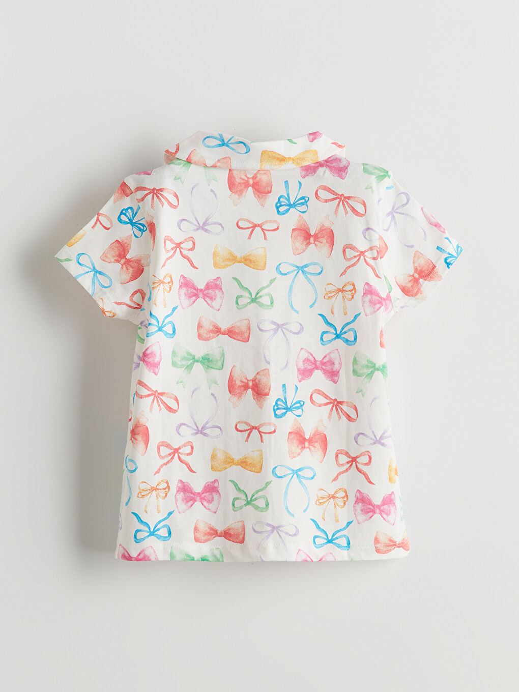 Ekru Kurdele Detaylı Kız Çocuk Pijama Üst-1