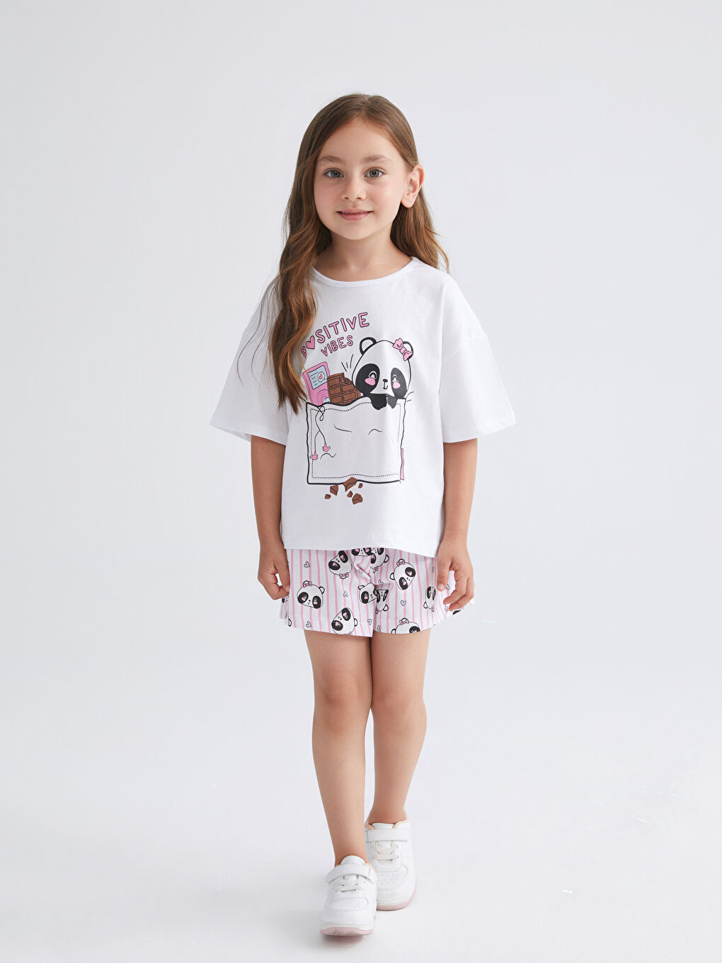 LCW Kids Printed Girls' Shortie Pyjama Set -S5I655Z1-Q6K