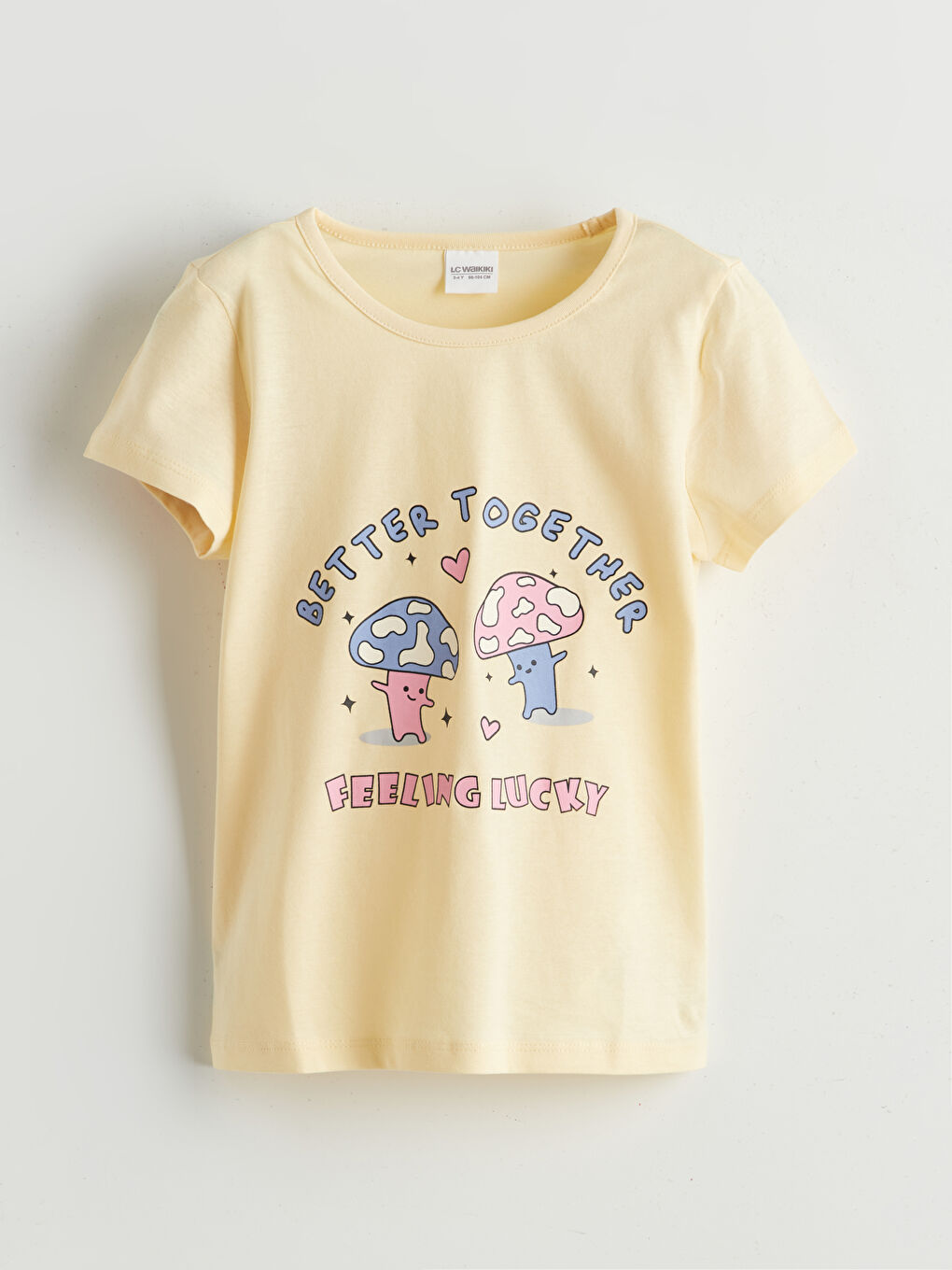 Sarı Bisiklet Yaka Baskılı Kız Çocuk Pijama Üst