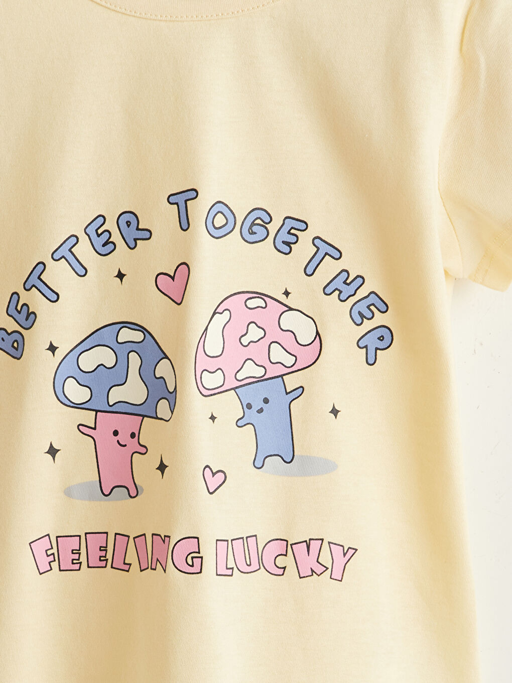 Sarı Bisiklet Yaka Baskılı Kız Çocuk Pijama Üst-1