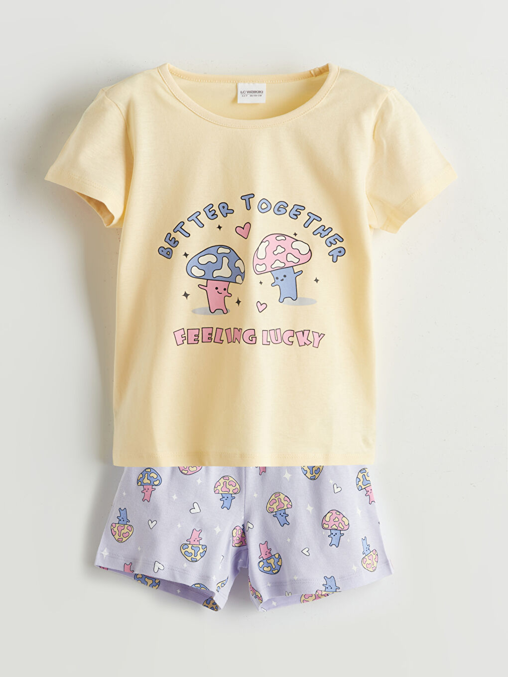 LCW Kids Printed Girls' Shortie Pyjama Set -S5I658Z1-FQ0