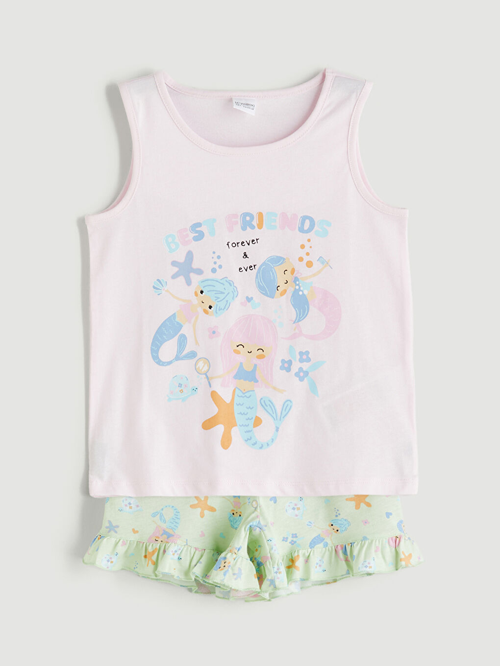 LC Waikiki Crew Neck Printed Girls' Tank Top and Shorts 2 Pack -S5I661Z1-QVT